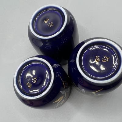 Retro Oriental Pottery Blue Handle Filtered Teapot & Teacup Set