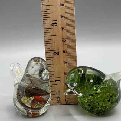 Pair of Multi Colored Glass Small Bird Displayable Figurines