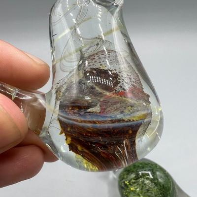 Pair of Multi Colored Glass Small Bird Displayable Figurines