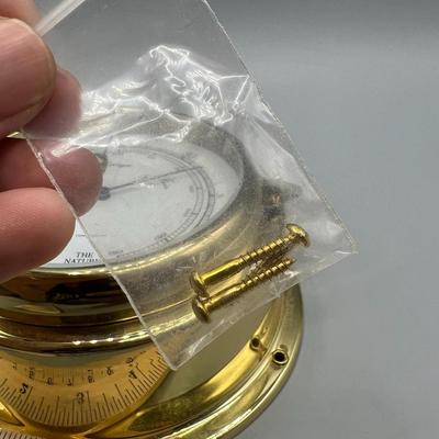 The Nature Company Weather Instruments Hanging Brass Barometer with Screws & Pamphlet