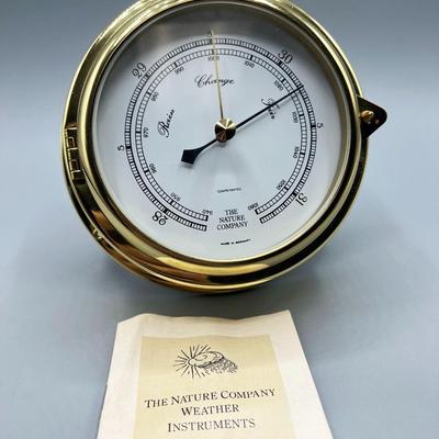 The Nature Company Weather Instruments Hanging Brass Barometer with Screws & Pamphlet