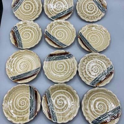 Lot of Glazed Ceramic Small Swirl Pattern Plates