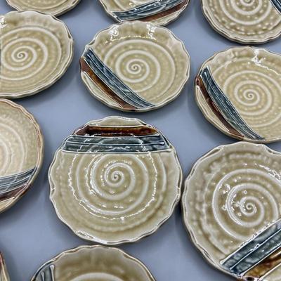 Lot of Glazed Ceramic Small Swirl Pattern Plates