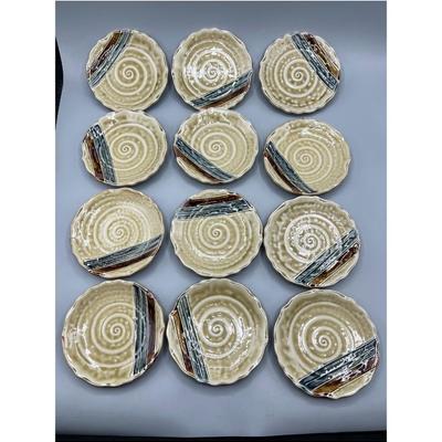 Lot of Glazed Ceramic Small Swirl Pattern Plates