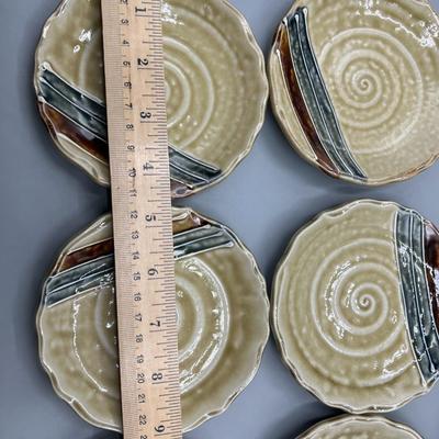 Lot of Glazed Ceramic Small Swirl Pattern Plates