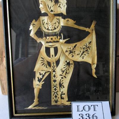 Unusual Bamboo Art Framed Picture, 12" x 15"