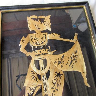 Unusual Bamboo Art Framed Picture, 12" x 15"
