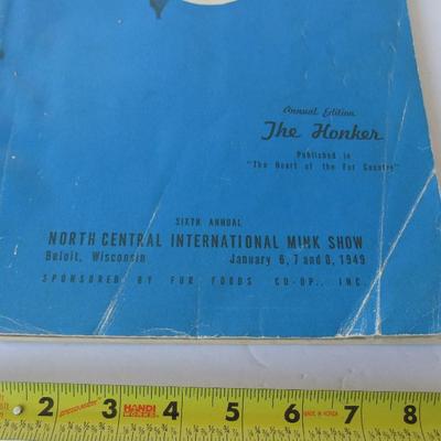 Vintage "The Honker" Jan 1949, Large Soft Cover Book, North Centeral International Mink Show