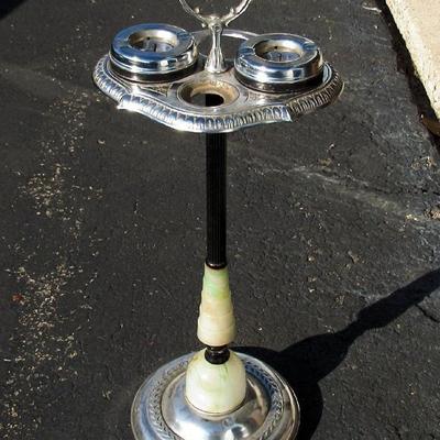 Beautiful Old Art Deco Floor Ash Tray Chrome and Glass