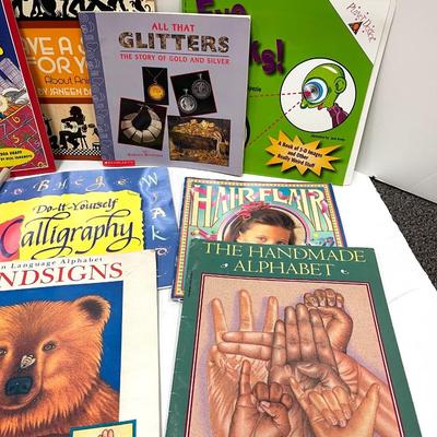 Book Lot - 11 Children's Story Books - designs, sign language, calligraphy