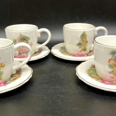 Disney teacup & saucer set, 4 sets Mickey Goofy Tinkerbell Dumbo