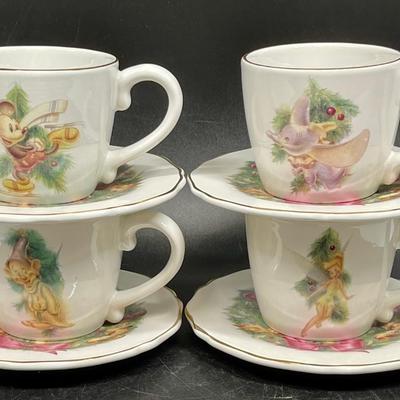 Disney teacup & saucer set, 4 sets Mickey Goofy Tinkerbell Dumbo