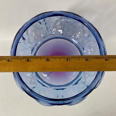 Blue glass bowl vase blue purple 5" dia