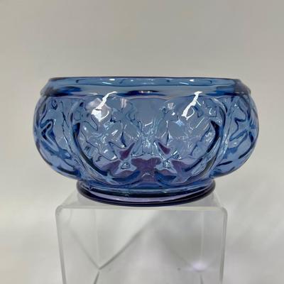 Blue glass bowl vase blue purple 5" dia