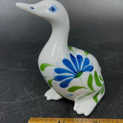 Dansk Sage Song 4" Duck Goose Blue Green Floral design ceramic figurine