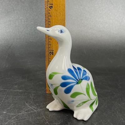 Dansk Sage Song 4" Duck Goose Blue Green Floral design ceramic figurine