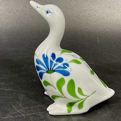 Dansk Sage Song 4" Duck Goose Blue Green Floral design ceramic figurine