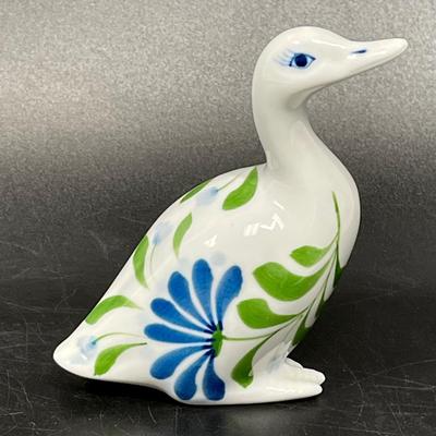 Dansk Sage Song 4" Duck Goose Blue Green Floral design ceramic figurine