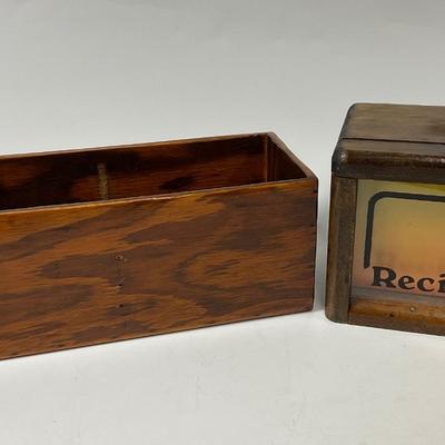 Vintage "Knock on Wood" Co. Recipe Box & wood rectangular box