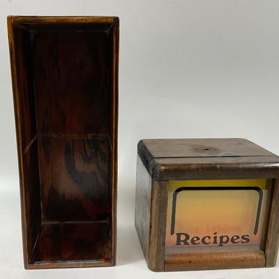 Vintage "Knock on Wood" Co. Recipe Box & wood rectangular box