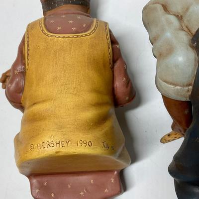 Vintage Couple sitting on bench by Hershey 3 separate pieces