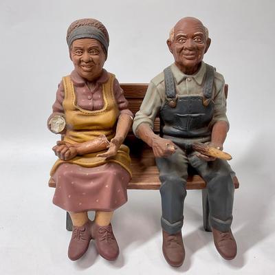 Vintage Couple sitting on bench by Hershey 3 separate pieces