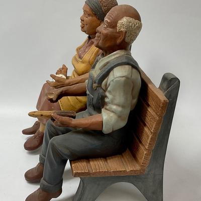 Vintage Couple sitting on bench by Hershey 3 separate pieces