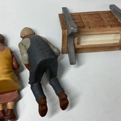 Vintage Couple sitting on bench by Hershey 3 separate pieces