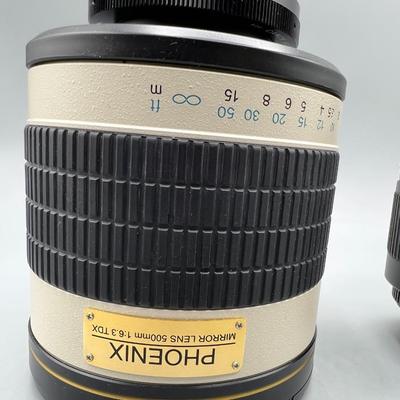 Pair of DSLR Digital Camera Lenses Phoenix 500mm Mirror Lens & Sigma 300mm Macro Lens