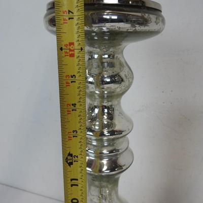 2 Large Candlesticks, Silver Toned