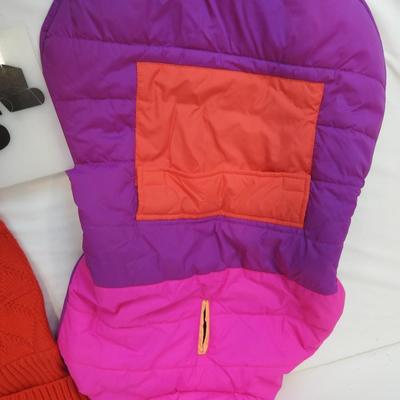 Dog Coat (purple, pink, orange) and Dog turtleneck sweater (red) Size Large