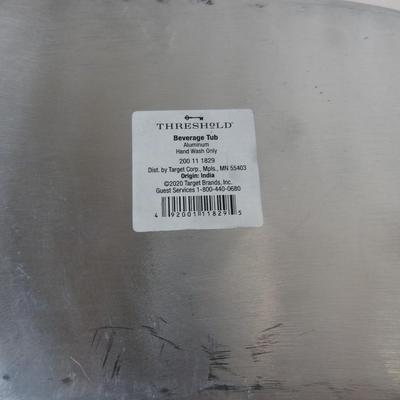 2 pc Metal Kitchen Party: Metal Beverage Tub & Serving Bowl
