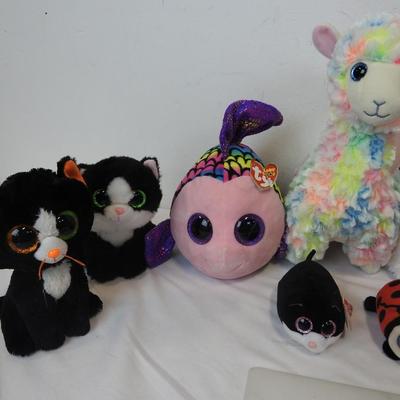 Ty Beanie Boo Toys Qty 14: Fox, Fish, Owl, Cats, Dragon, Dog