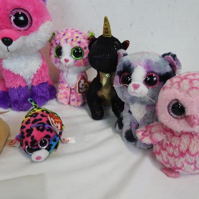 Ty Beanie Boo Toys Qty 14: Fox, Fish, Owl, Cats, Dragon, Dog
