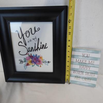 4 pc Wall Decor: You Are My Sunshine & You Make Me Happy When Skies Are Gray