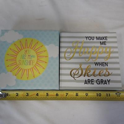 4 pc Wall Decor: You Are My Sunshine & You Make Me Happy When Skies Are Gray