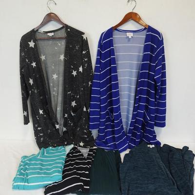 6 pc Women's LuLaRoe Long Sleeve Open Front Cardigan Sweaters size Large