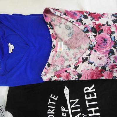 6 Women's Short Sleeve Shirts size XL & XXL: Solids, Floral, & Disney Villain
