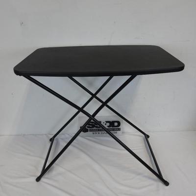 Small Collapsible Folding Table, Black, 18"x26" Adjustable Height: 25"-28" tall