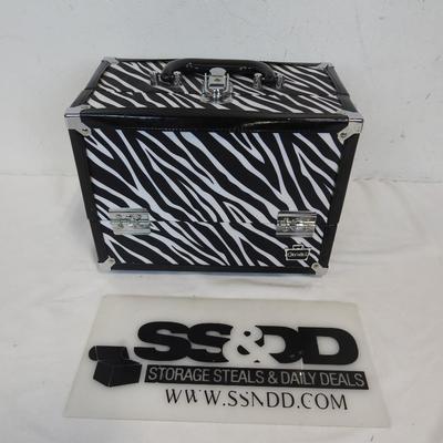 Caboodles Organizer, B&W Zebra Design 11x9x7 No Key
