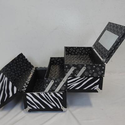 Caboodles Organizer, B&W Zebra Design 11x9x7 No Key