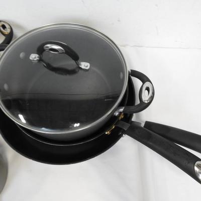 11 pc Metal & Glass Cookware Set by Bialetti: 3 pans, 4 pots, 4 lids