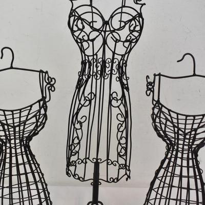Set of 3 Metal Wire Dress Forms, Table Decor