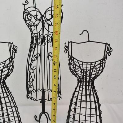 Set of 3 Metal Wire Dress Forms, Table Decor