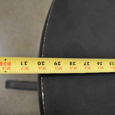 Bar Height Black Table, 42" Tall, Metal Base Wood Tabletop, Some damage