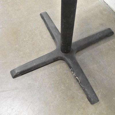 Bar Height Black Table, 42" Tall, Metal Base Wood Tabletop, Some damage