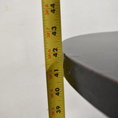 Bar Height Black Table, 42" Tall, Metal Base Wood Tabletop, Some damage