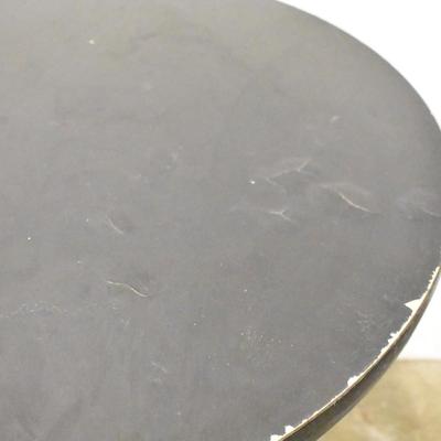 Bar Height Black Table, 42" Tall, Metal Base Wood Tabletop, Some damage