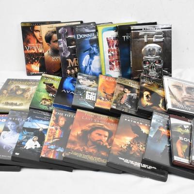 Lot of 27 Action Movie DVDs, V for Vendetta to The Bourne Identity, Some New