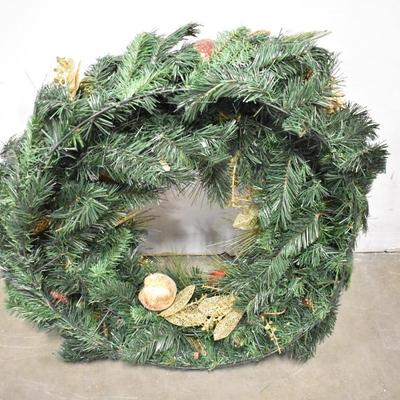 30" Holiday Wreath, Winter Fruits, Gold and Red Accented Artificial Pine Wreath